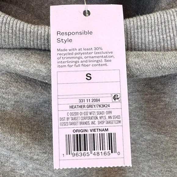Wild Fable Soft Heather Gray Cropped Crewneck Sweatshirt - Picture 8 of 8
